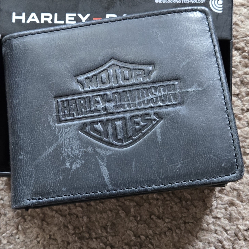 Harley-Davidson Gray Leather Card Holder Wallets